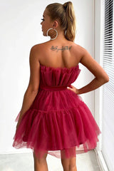 Cute A Line Strapless Black Short Homecoming Dress