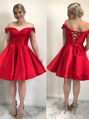 A-Line Satin Off-Shoulder Homecoming Dress