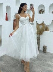 A-Line Sweetheart symmetrical Satin Wedding Dresses With Cascading Ruffles