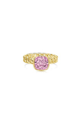 18K Gold Plated Fat Square Bright Zircon Ring