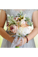Artificial Silk Rose Peony Wedding Bridal Bouquets