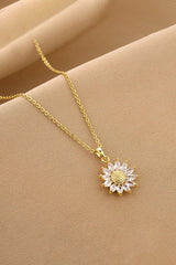Sunflower Pendant Zircon Necklace