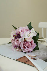 Light Purple Artificial Silk Rose Hydrangea Wedding Bridal Bouquets
