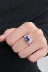 2.5 Carat Fat Rectangle Sapphire Engagement Ring