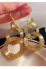 Long Gold triple swirl Earrings