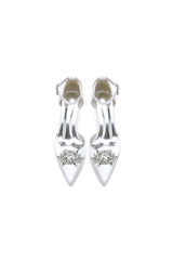 Pointed Toe Rhinestone Kitten Heels