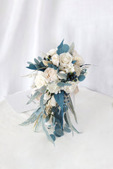 Artificial Cascade Silk Roses Wedding Bridal Bouquets