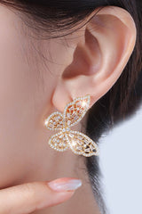 Silver Rhinestone Butterfly Earrings