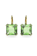 Green Crystals Gold Tone Finish Earrings