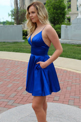 A-line Spaghetti Straps Satin Homecoming Dress