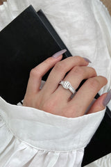 Sterling Silver Cubic Zirconia Radiant Sparkling Wedding Band Ring