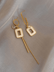 Asymmetric Square Tassel Minimalist Earrings