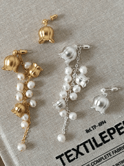 Asymmetric Tassel Flowers Pearl Long Earrings
