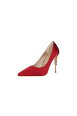 Burgundy Shallow Metal Stiletto Heels