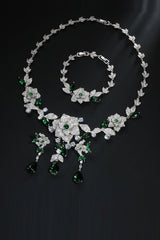 Royal Blue Flower Bracelet Necklace Jewelry Set