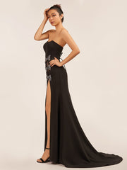 Sweetheart Black Mermaid Prom Dress with Bow