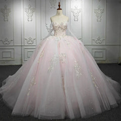Blush Ball Gown Tulle Strapless Sleeveless Quinceanera Dresses