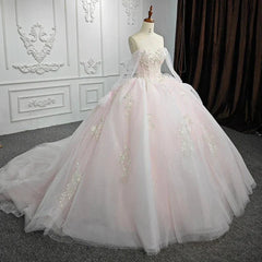 Blush Ball Gown Tulle Strapless Sleeveless Quinceanera Dresses