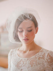 Vintage-Inspired Ivory Tulle and Mesh Birdcage Veils