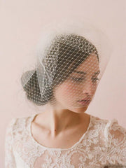Vintage-Inspired Ivory Tulle and Mesh Birdcage Veils