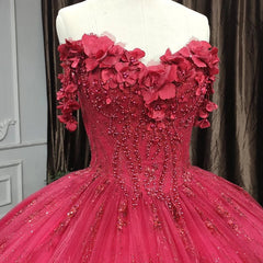 Quinceanera Dress Exquisite Red Pearls Sleeveless 3D Appliques Party Dresses