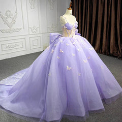 Spaghetti Straps Quinceanera Dresses Ball Gown with Butterfly Appliques and Bowknot