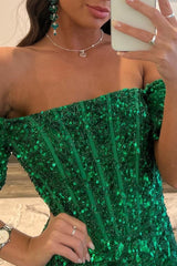 Sheath Off-the-Shoulder Sequins Long Prom Dress