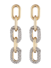 Golden Curb Chain Paperclip Long Hoop Earrings