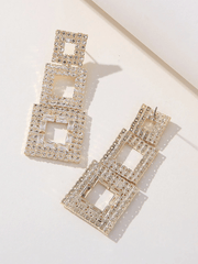 Golden Paneled Square Earrings