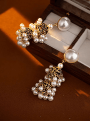 Golden Vintage Dangle Tassel Pearl Earrings