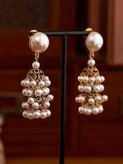 Golden Vintage Dangle Tassel Pearl Earrings