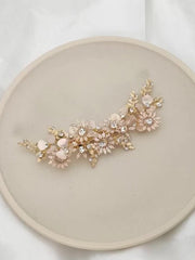 Vintage Gold Flower Embellished Rhinestone Hairpin