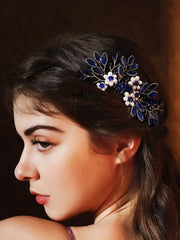 Synthetic Gem Floral Prom Headdress Hair Comb