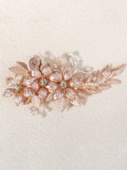 Hand-Painted Thin Floral Leaf Metal Hairpin