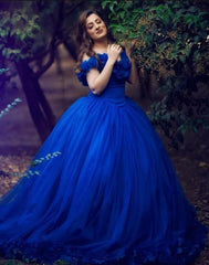 Quinceanera Dress Princess Tulle Royal Blue Off The Shoulder