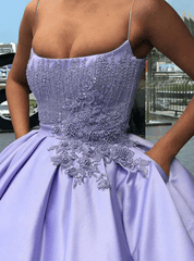 Lavender Ball Gown Spaghetti Straps Quinceanera Dress With Pocket