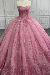 Quinceanera Dress Romantic Court Train Ball Gown Strapless Pleated