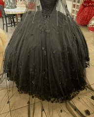 Black Ball Gown Quinceanera Dresses with Flowers