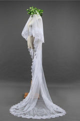 Two-Tier Tulle Lace Edge Bridal Veil Wedding Veil