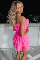 A Line Strapless Short Homecoming Dress
