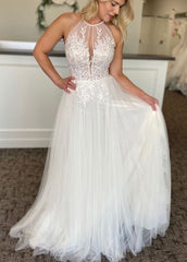 A-line Lace Tulle Wedding Dress Boho Style Online