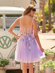 A-Line Lavender Bloom Mini Homecoming Dress