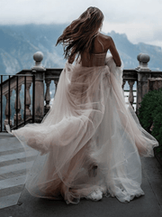 A-Line Sweetheart Tulle Long Wedding Dresses