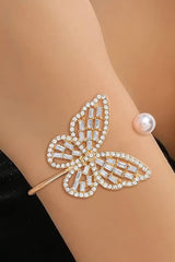 Hollow Crystal Butterfly Open Bracelet