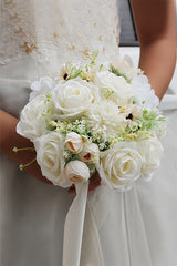 Artificial Silk Roses Wedding Bridal Bouquets