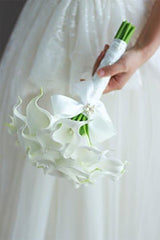 Artificial White Calla Lily Cascade Wedding Flower Bouquets