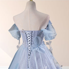 Ball-Gown Tulle Off The Shoulder Pearls Butterflies Quinceanera Dress with Appliqued