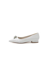 Beaded Pointed Toe Slip-On Wedding Shoes With Rhinestone