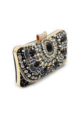 Black Beaded Shoulder Chain Evening Clutch