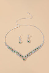 Braided Rhinestone Clavicle Necklace And Earrings Set